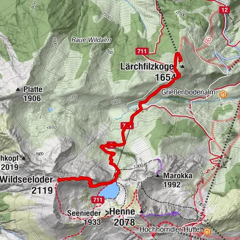 Bergstation Streuböden zum Wildseelodergipfel