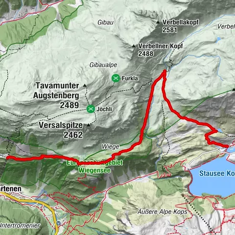 Zeinissee  Verbellaalpe, Wiegensee, Tafamundbahn