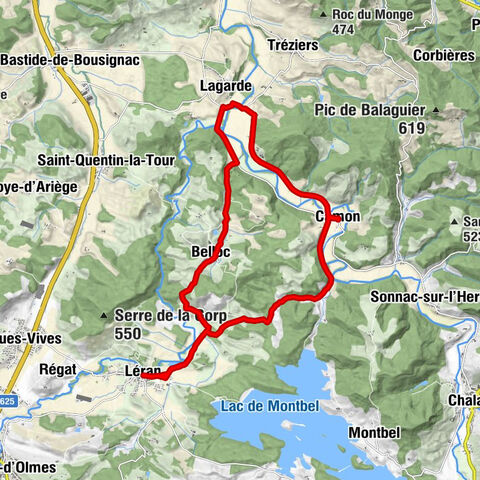 Cycling route - The Mirapicien around Camon and the lake of Montbel