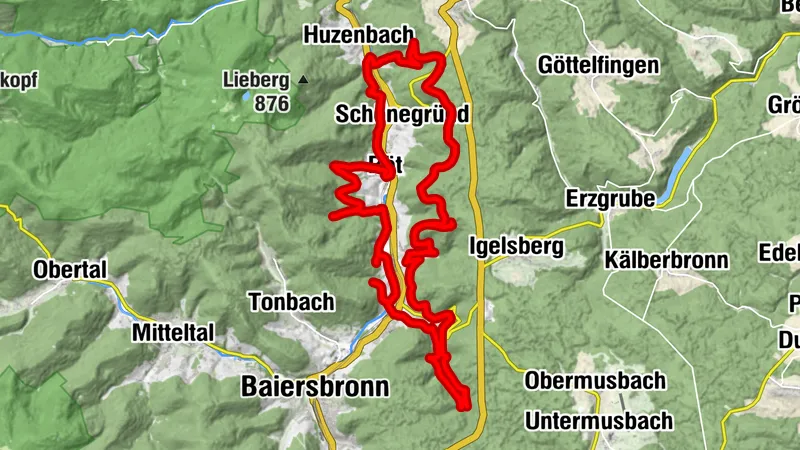 Baiersbronn E-Bike Route 6 Klosterreichenbach-Reichenbachtal-Reuthäberle-Heselbach-Schönegründ-Huzenbach-return via Röt-Ailwald-Klosterreichenbach
