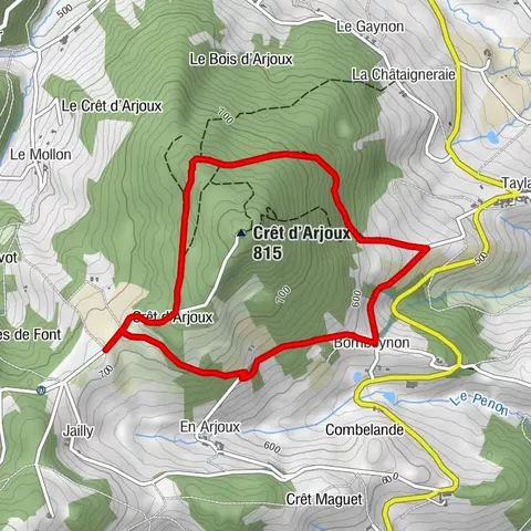 Mała wycieczka po crêt d'Arjoux - Monts du Lyonnais - Saint-Julien-sur-Bibost