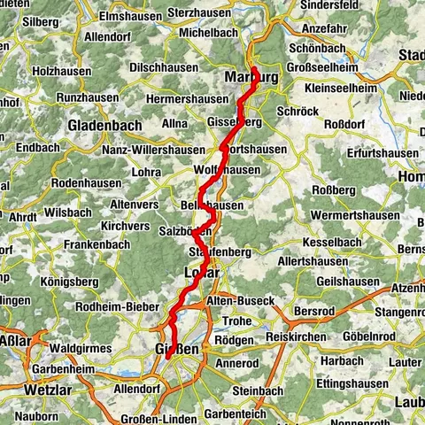 Lahn Cycle Route 3rd stage upstream Gießen - Marburg