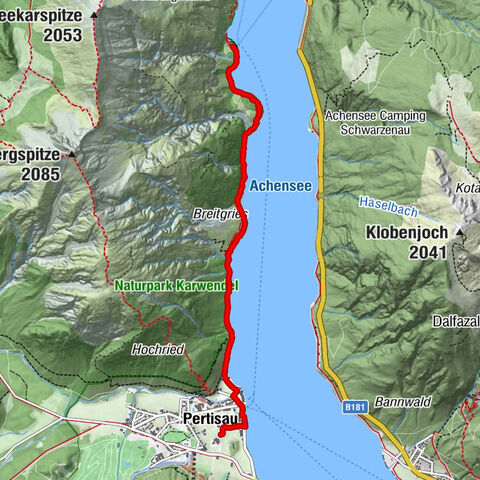 Uferweg von Pertisau zur Gaissalm am Achensee, Österreich