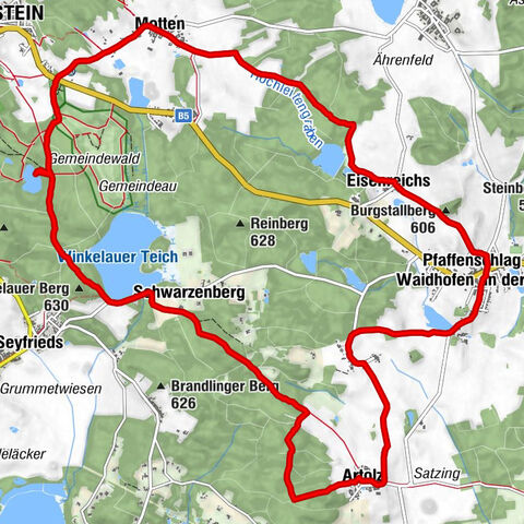 Pfaffenschlag über die europäische Hauptwasserscheide in den Naturpark Heidenreichsteiner Moor und zurück