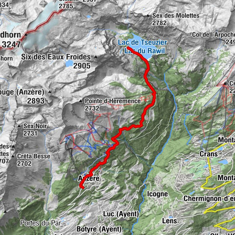 From Anzère to Lac de Tseuzier