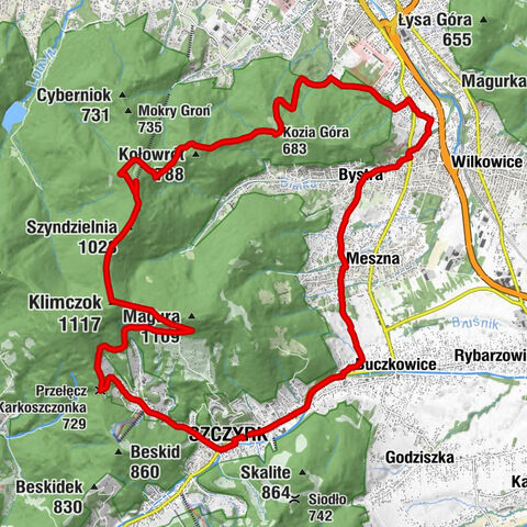 Nr.2 Szczyrk Bystra Kozia Gora Szyndzielnia Schronisko Klimczok Schronisko Chata Wuja Toma Szczyrk