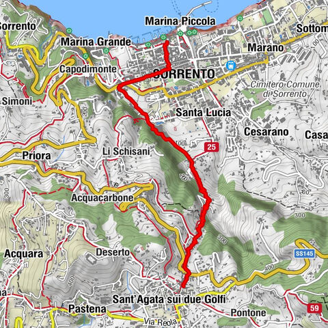 Sorrent nach Sant Agata, Wanderung auf Nebenstraßen, tolle Blicke.
