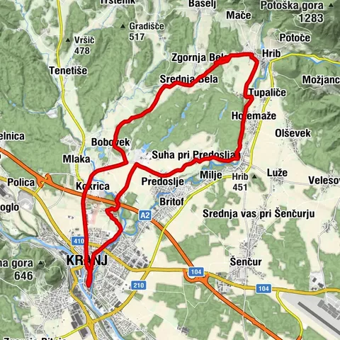 Cycling path Kranj - Preddvor - Kranj
