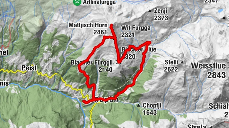 Langwies - Fondei - Blackter Fürggli - Mattjischhorn - Pirigen - Langwies