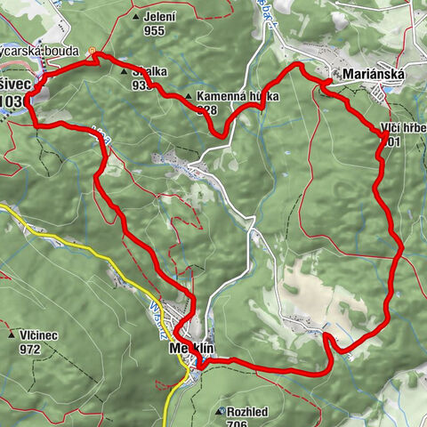 Merklín - Plešivec - Skalka - Vlčí hřbet
