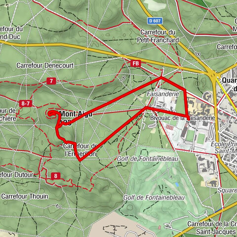 Fontainebleau - Carrefour du Coq - Grotte du Serment (Dernière Folie de Denecourt) - Mont Aigu