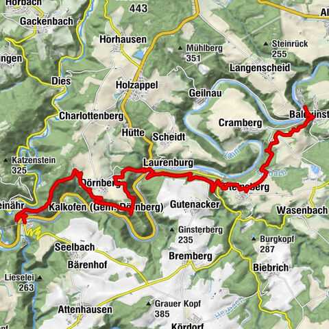 Lahnwanderweg 17th stage upstream Obernhof - Balduinstein