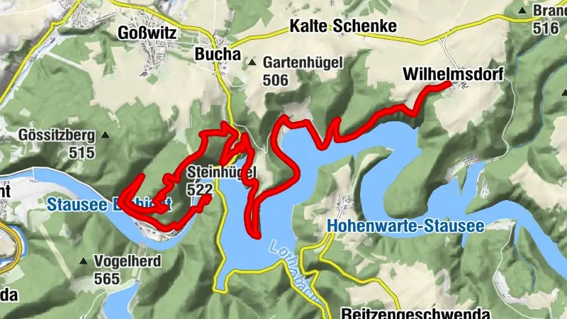 Hohenwarte Reservoir Trail - Stage 1 - Hohenwarte Dam → Wilhelmsdorf