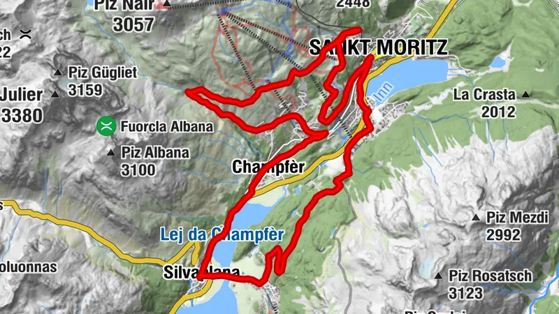 Silvaplana-St. Moritz-Signal-Silvaplana (marked e-bike route E)