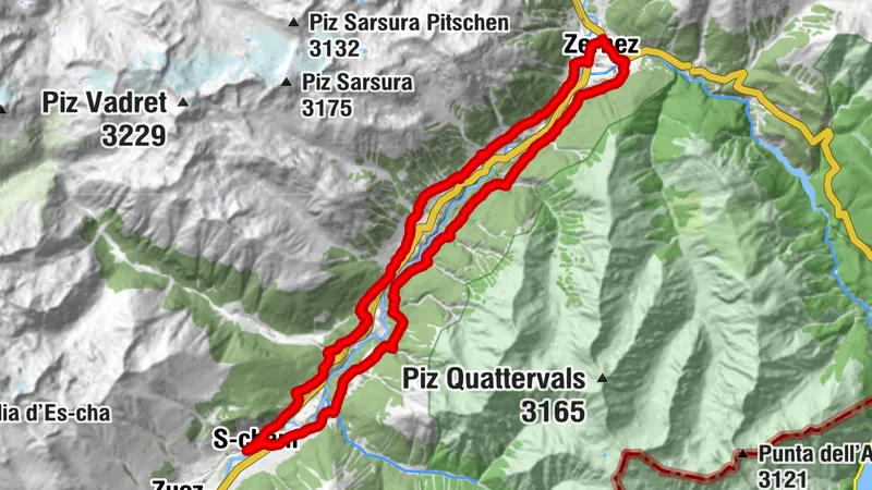 S-chanf - Zernez - S-chanf (marked e-bike route A)