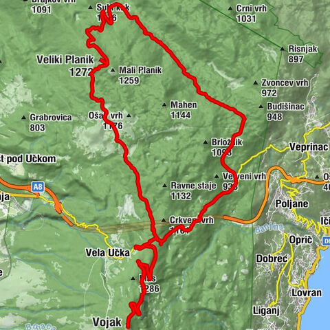 Učka-Gebirge: Vojnak und Planik-Gipfel