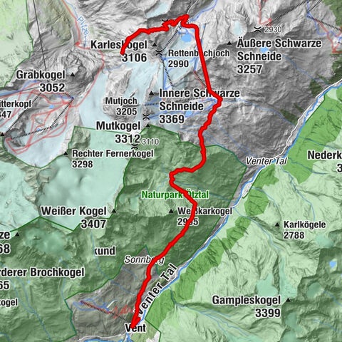 European E5 long-distance hiking trail – King's Segment – Braunschweiger Hut to Vent (alternative route)