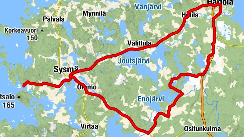 Vellamo recreational cycling route, Hartola - Sysmä