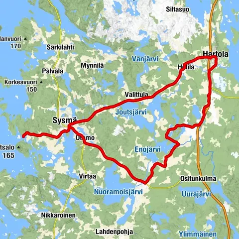 Vellamo recreational cycling route, Hartola - Sysmä