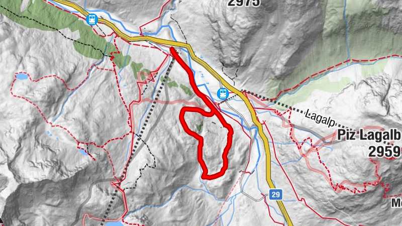 Snowshoe trail Alp Bondo