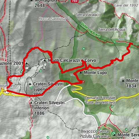 Nicolosi nord impianti- cresta del mulo valle del bove