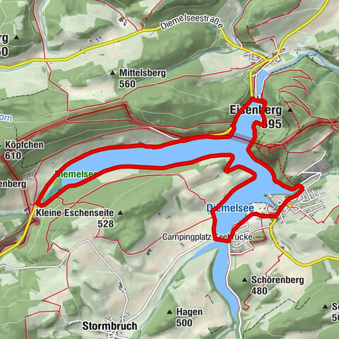 Pleasure cycling route: Diemelsee loop