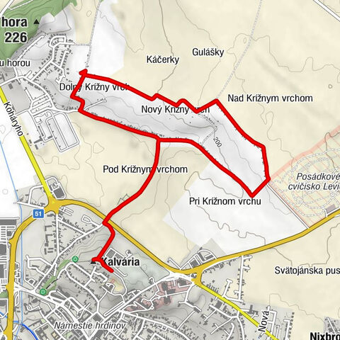 Kalvária - Levice - Mariánska kaplnka na Krížovom vrchu - Pod Krížnym vrchom