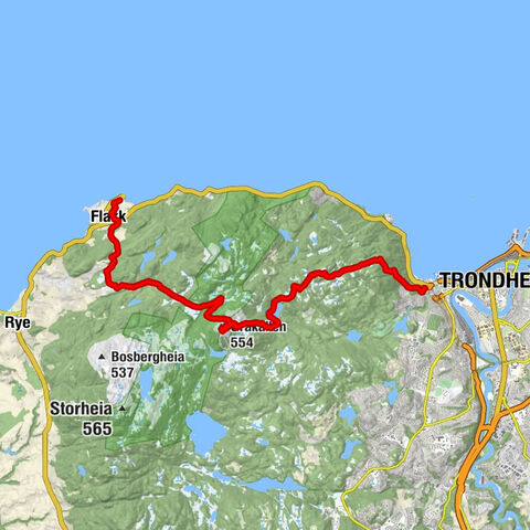 Trondheim - Geitfjellet - Gråkallen - Flakk