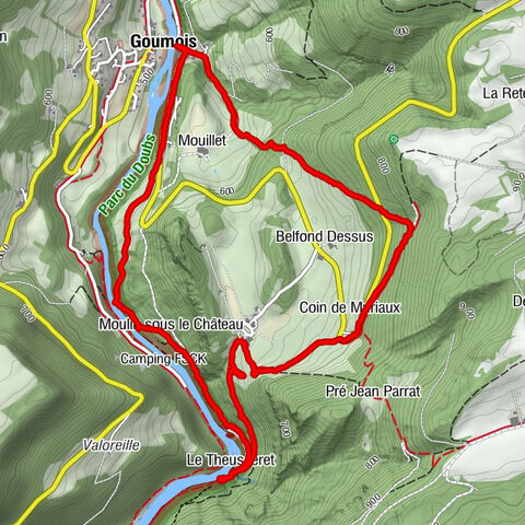Goumois, durch den Wald an die Doubs zurück