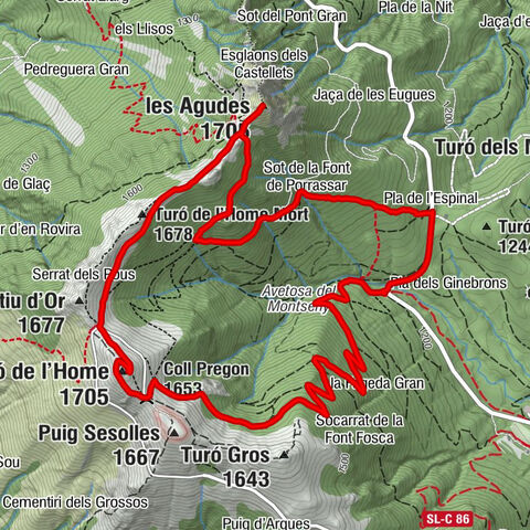 Font de Passavets - Turó de l'Home - les Agudes - Fogars de Montclús