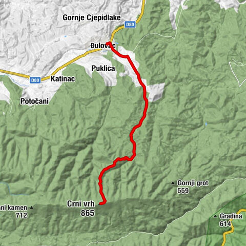 Đulovac - Planinarsko sklonište "Crni vrh" - Crni vrh