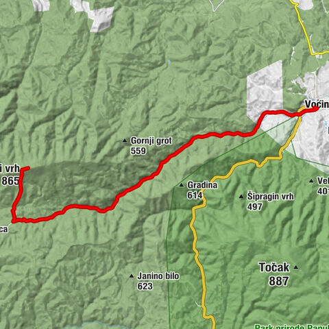 Voćin - crkva Svetih Otaca Prvog Vaseljenskog sabora - Crni vrh - Planinarsko sklonište "Crni vrh"