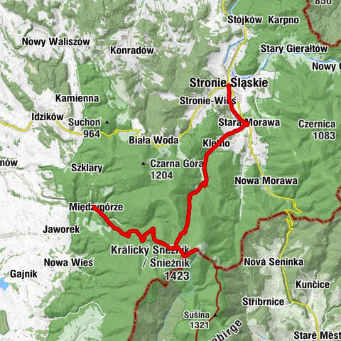 Międzygórze - Na Śnieżniku - Králický Sněžník / Śnieżnik - Stronie Śląskie