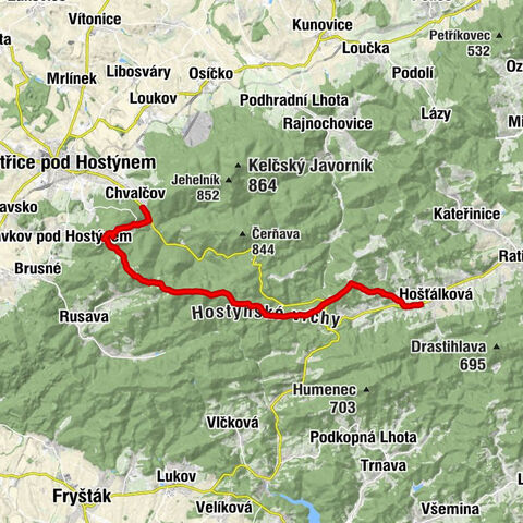 Hošťálková - Troják - U třech kamenů - Chvalčov