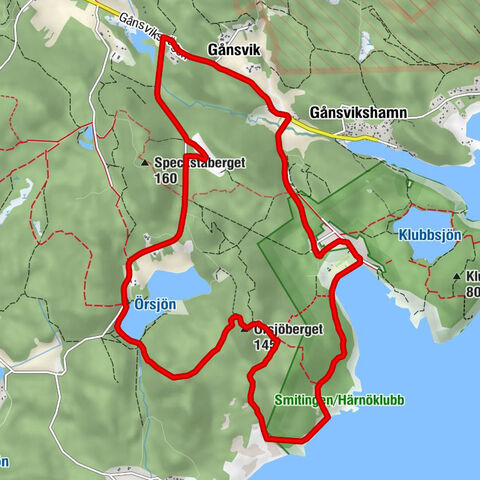 Smitingen - Örsjöberget - Örsjön - Gånsvik