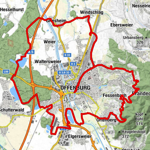 Offenburg -- Wald-Reben-Seen-Tour