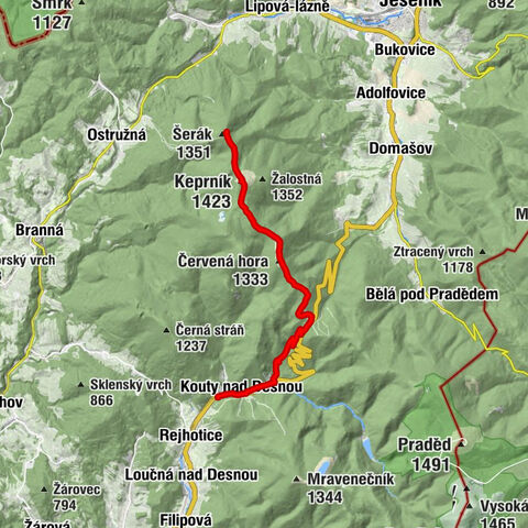 Chata Jiřího na Šeráku - Keprník - Červená hora - Kouty nad Desnou