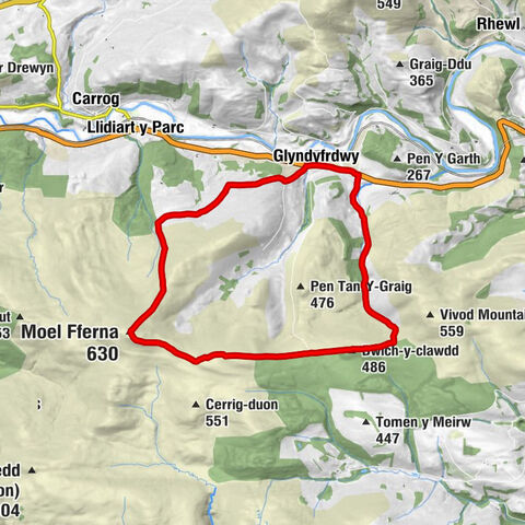 Glyndyfrdwy - Moel Fferna - Bwlch-y-clawdd - Llansantffraid Glyn Ceiriog