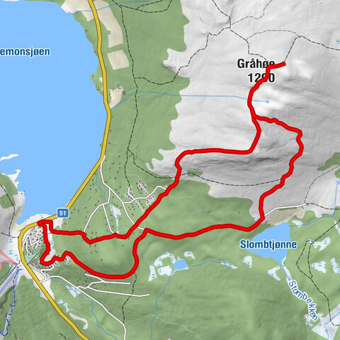 Lemonsjøen Fjellstue og hyttegrend - Blæsterhaugen - Gråhøe - Lemonsjø