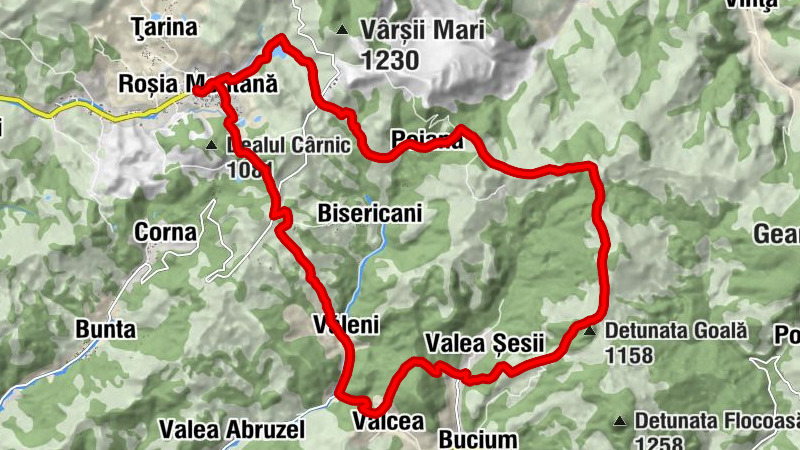 Roșia Montană - Biserica Calvinistă - Văleni - Detunata Goală