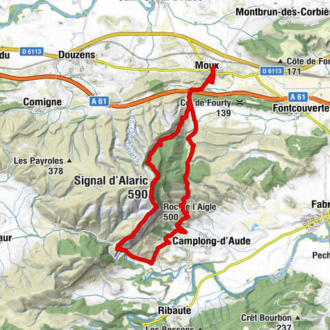 Moux - Signal d'Alaric - Roc de l'Aigle - Grotte du Grand Congoust