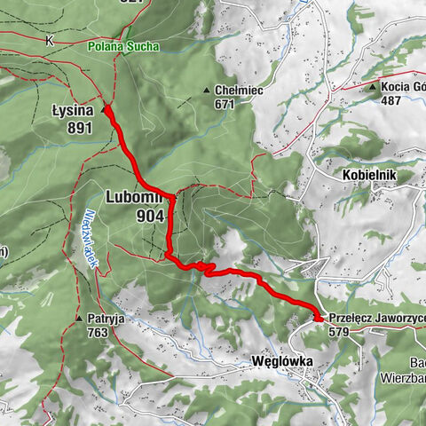 Przełęcz Jaworzyce - Lubomir - Trzy Kopce - Łysina