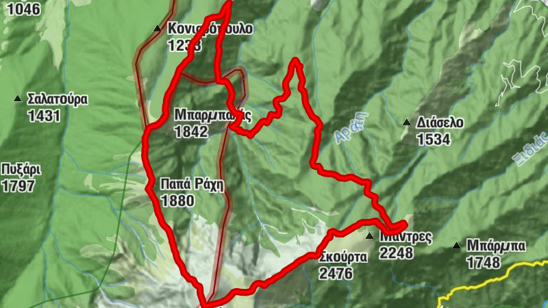 Καταφύγιο Κρεβάτια - Μπαρμπαλάς - Παπά Ράχη - Σκούρτα