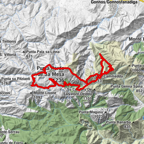 Gonnos/Gonnosfanadiga - Punta Cammedda - Punta sa Cabixettas - Punta Perda de Sa Mesa