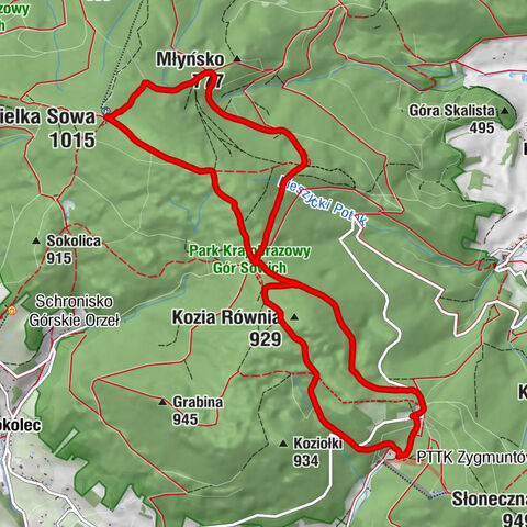 Przełęcz Jugowska - PTTK Zygmuntówka - Kozia Równia - Wielka Sowa