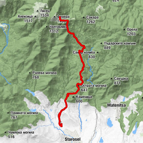 Тероар - Старосел - Острата могила - хижа Фенера