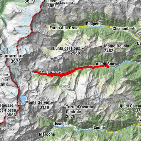 ALA DI STURA AL-BA trail up to Pian della Mussa