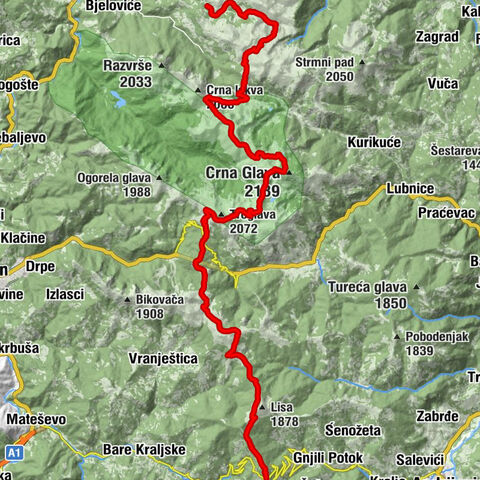 Opština Bijelo Polje - Jusin brijeg - Zekova glava - Trešnjevik