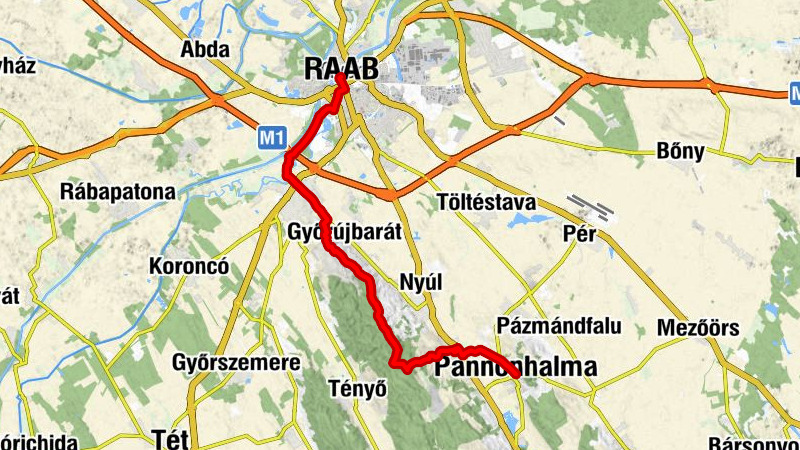 Belváros - Lila-hegy - Szent Pál-hegy - Pannonhalma