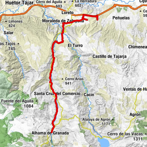 Fuensanta - Moraleda de Zafayona - Santa Cruz del Comercio - Alhama de Granada